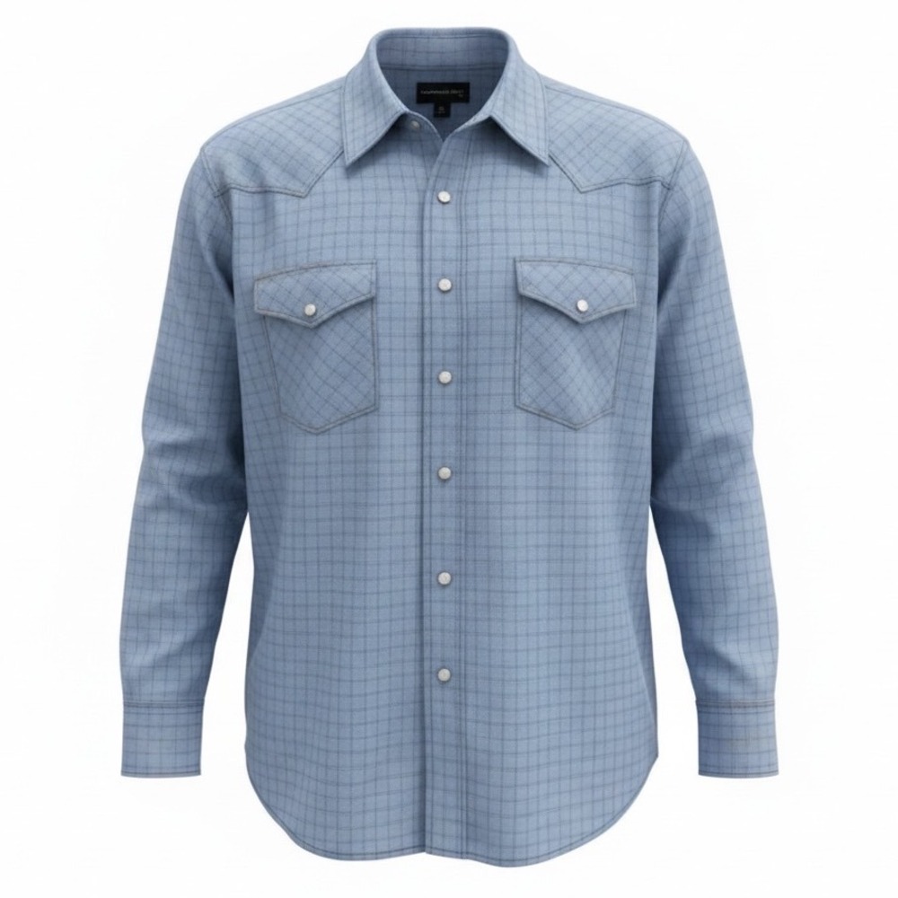 Panhandle Slim Mens Sz XL Blue Plaid Pearl Snap Western Shirt (D7) EUC